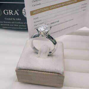 Moissanite Solitaire Engagement Ring 3.0Ct 9Mm Size 7 GRA Certified